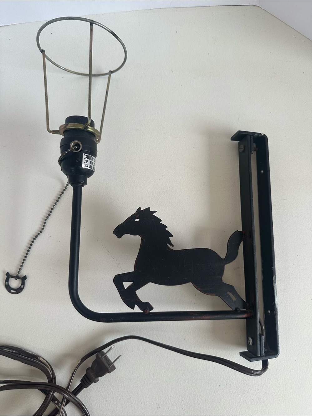 Vintage Black Horse Wall Hook Lamp Bracket